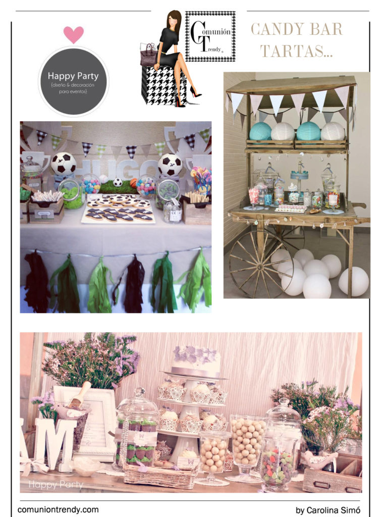 Candy Bar comunion, decoracion mesa chuches comunion, comunion trendy